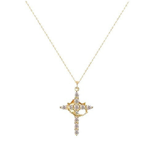 Cross Zircon Full Diamond Crown Circle Rotatable Women's Necklace 129b4baf bc00 42ab 9aa4 4b39ccec4db0
