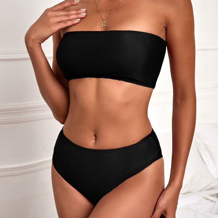 Tube Top High Waist Split Bikini 12a1dff6 07a3 4d43 a47d 47712adb7b92