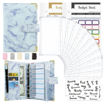Spot Cross-border A6 Loose-leaf Binder Journal Book Marbling Notebook Leather PU6 Hole Loose Spiral Notebook Cash Budget 12a4
