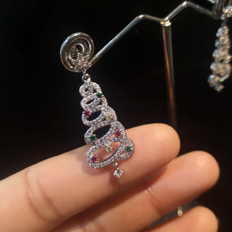 Colorful Diamond Inlaid Christmas Tree Earrings 12a8933c 2c6e 43b2 8abf 1ba9a1901ca2