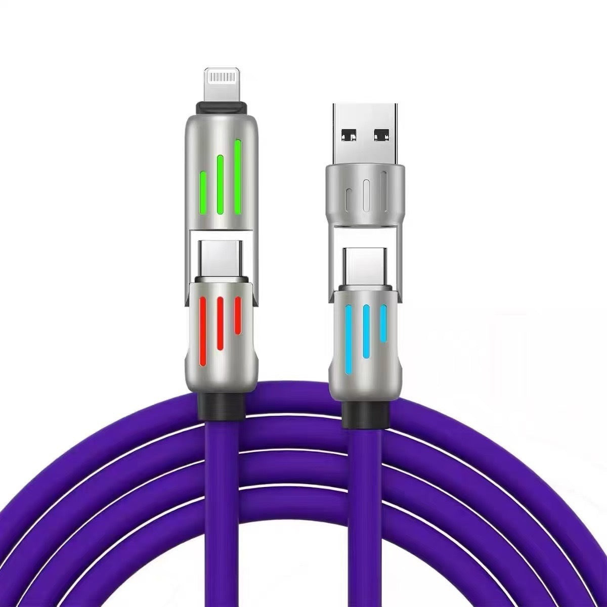 240W Light Column Four-in-one Colorful Indicator Light Mobile Phone Charging Cable - 图片 5