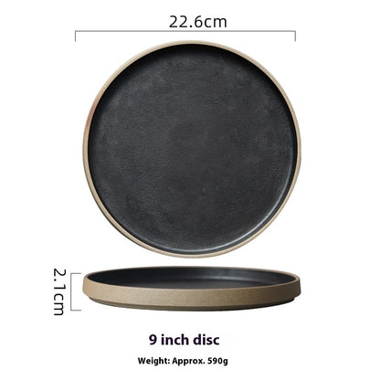 Home Retro Circle And Creative Pottery Clay Handmade Deep Plates 12b752d7 5734 470e 955b 54a8719e3331