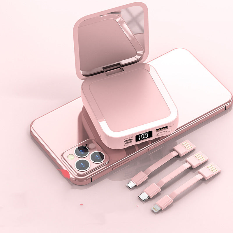 Beauty Mirror Power Bank Comes With Cable Portable Mini - 图片 4