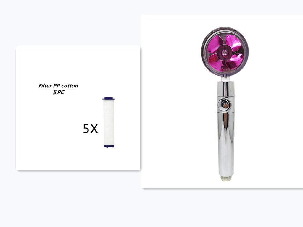 Propeller Driven Shower Head With Stop Button And Cotton Filter Turbocharged High Pressure Handheld Shower Nozzle 12d09ff0 33