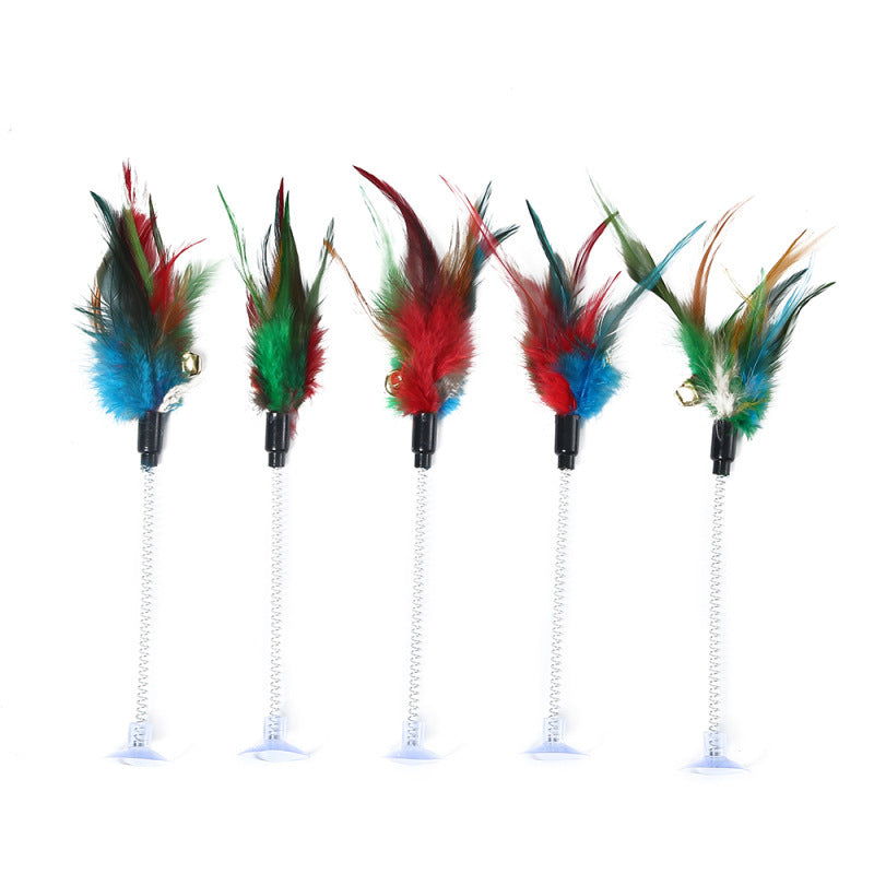 Random Colour Plastic Cat Toys Feather Funny Cat Mice Shape 20 x 10cm False Mouse Pet Products Bottom Sucker Elastic 1PC 12d1