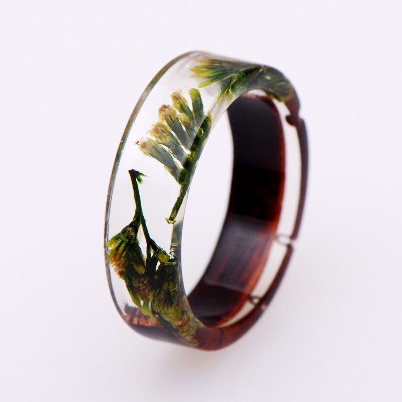 Retro Creative Plant Resin Wood Transparent Ring 12eefb85 60b7 499d a5da 448438fab1d6
