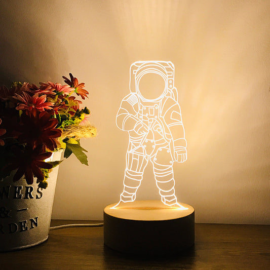 Spaceman Astronaut Small Night Lamp Children's Room Bedroom Bedside Lamp LED Charging Dimming Birthday Gift For Boy 130369cf 