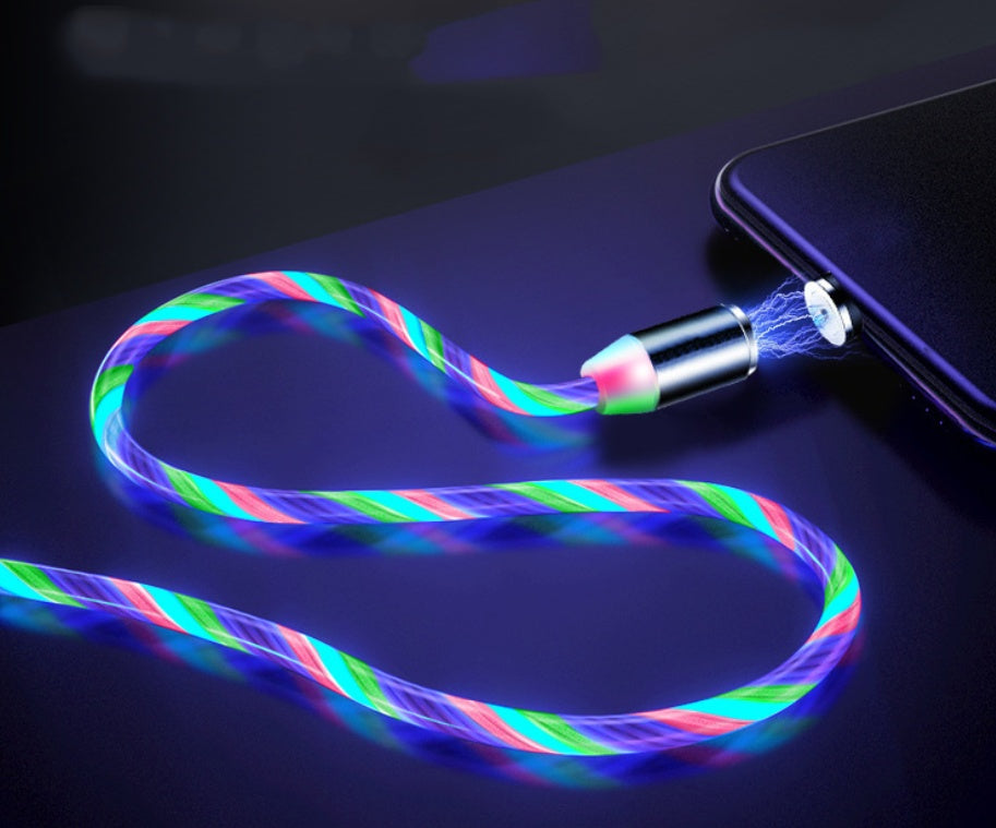 Compatible with Apple, Flowing Ligh Magnetic Streamer Data Line Cable for Iphone Android Typec - 图片 5