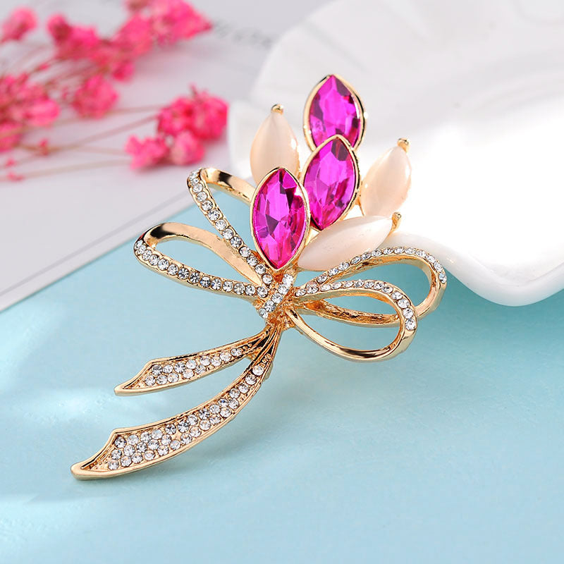 Diamond Set High-grade Brooch Female Silk Scarf buckle Alloy Chest 1310045520049