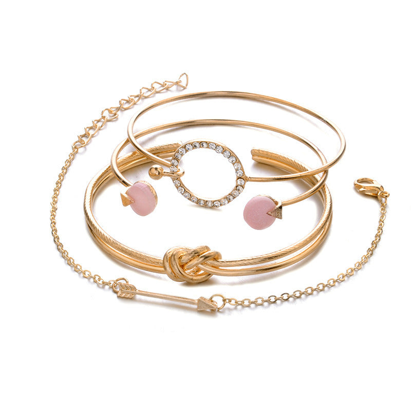 Classic Arrow Knot Round Crystal Gem Multilayer Adjustable Bracelet Set Women Fashion Party Jewelry Gift 1312371195578