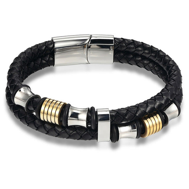 Men's multi-layer braided leather bracelet 1312727012992