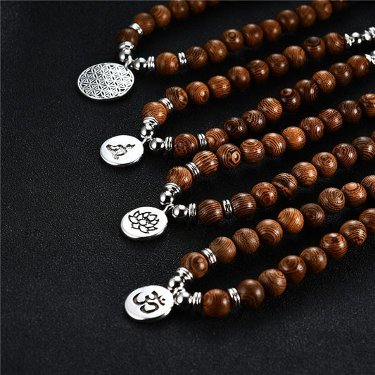 108 wooden beads bracelet necklace - HD Wireless Product #1