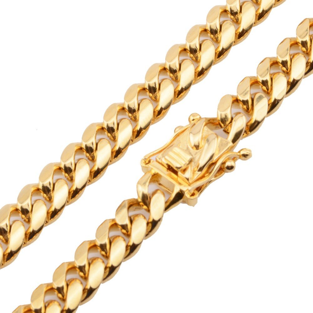 Hot Stainless Steel Link Gold Miami Cuban Border Chain Men Women Jewelry Necklace Or Gift Bracelet Xams 1318351131520