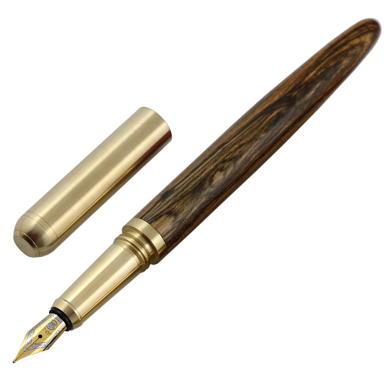 African Rosewood Vintage Brass Wood Fountain Pen - 图片 5