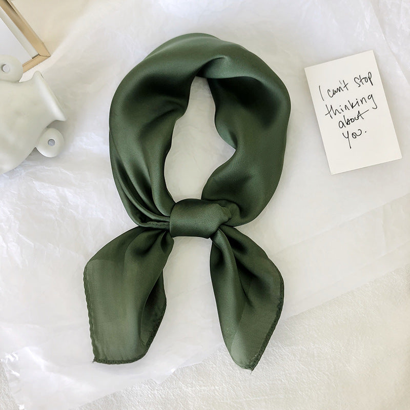 Pure color ladies tie wrap silk scarf 1325045937229