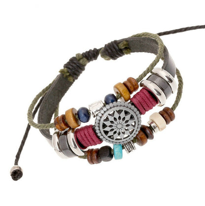 new retro multi-layer beaded bohemian bracelet manufacturers supply hand-woven leather bracelet wholesale 1326484869373