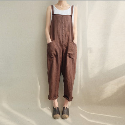 Pants casual pants cotton and linen breathable plus size overalls 1339116283173
