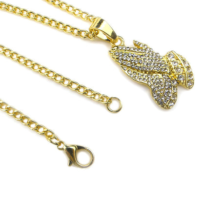 Hands praying hip hop men's chain jewelry long necklace 1341642125044