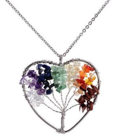 Natural gravel crystal life tree natural stone rich tree colorful necklace 134339869552