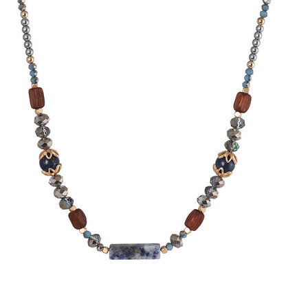 Trendy Design Blue Point Stone Rectangular Beaded Necklace 134b8efb 5803 47b3 bbe8 c8d213390290