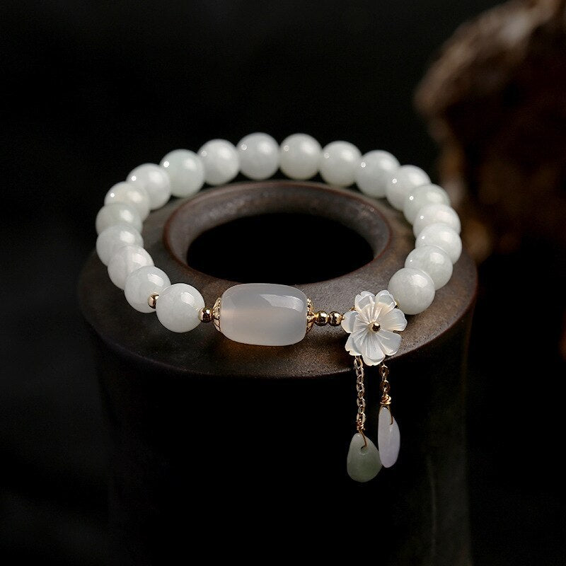 Shell flower jade water drop bracelet 1355702020995