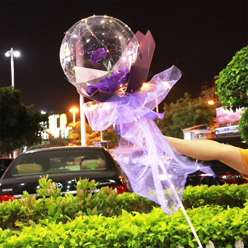 LED Luminous Balloon Rose Bouquet Transparent Bobo Ball Rose 1368110825868