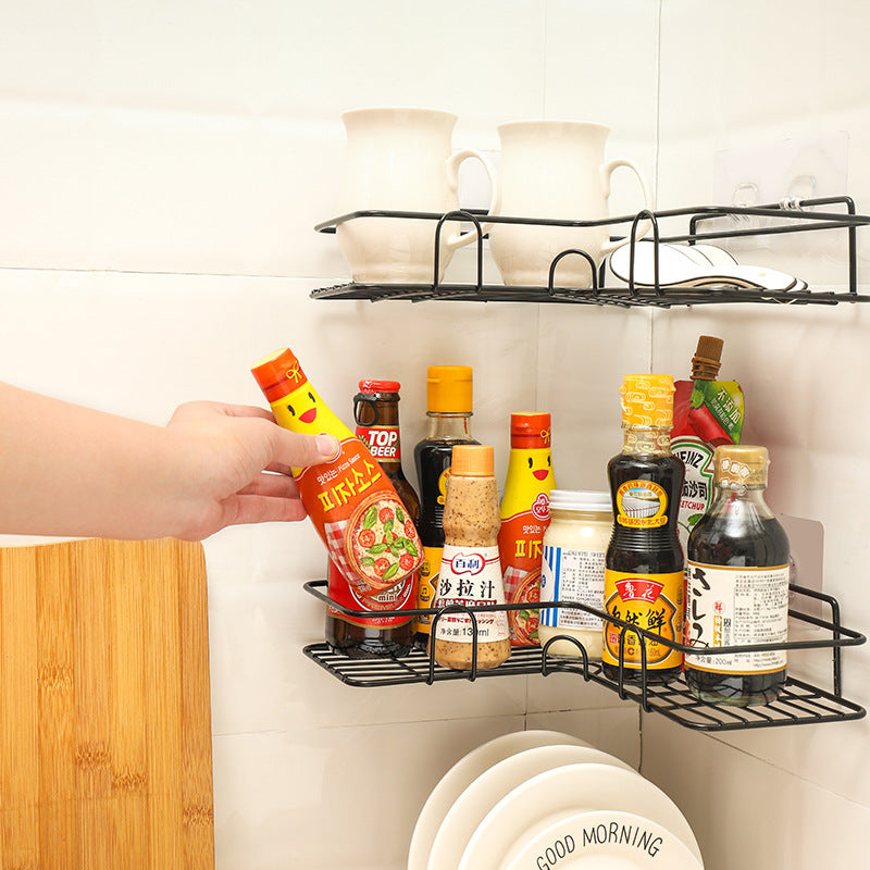 Bathroom Shelf Corner Frame Shower Wrought Iron Kitchen Accessories Storage Rack Holder Bathroom Shelves Bathroom Equipment 1