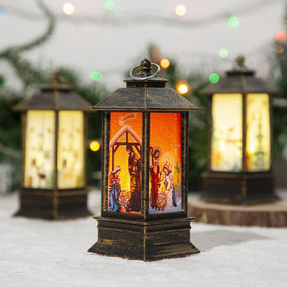 Christmas Portable Oil Lamp Santa Claus LED Night Lights Battery Powered Indoor Outdoor Hanging Lanterns Festive Party Decora