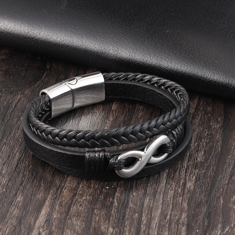 Woven multilayer leather bracelet 1374662293875