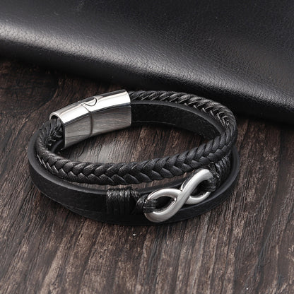 Woven multilayer leather bracelet 1374662293875