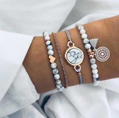 Geometric Creative Hollow Fringed Pine Stone Bracelet Four-piece 1377990061306 30a49de1 8325 4843 baa9 e6aa690126e2