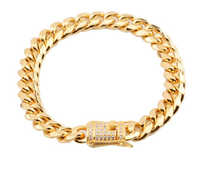 8-18mm wide stainless steel cuban Miami chains necklaces CZ Zircon box lock big heavy gold chain for men Hip Hop Rock jewelry - HD Wireless Product #12