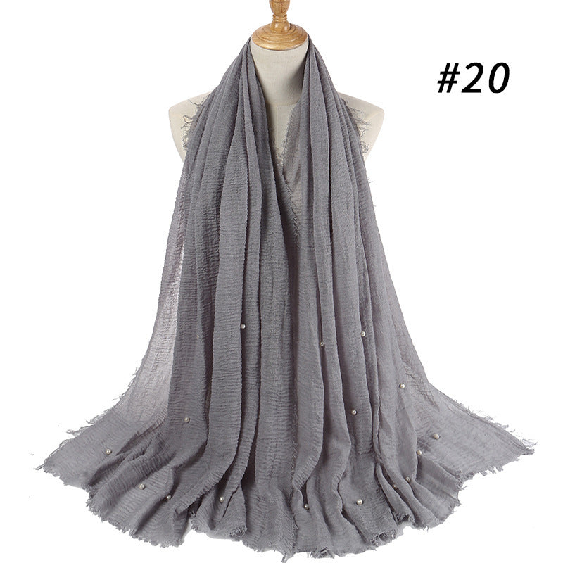Cotton and linen crumpled monochrome scarf 1387425409868