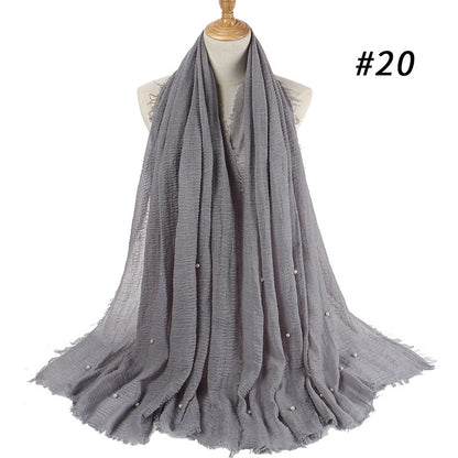 Cotton and linen crumpled monochrome scarf 1387425409868
