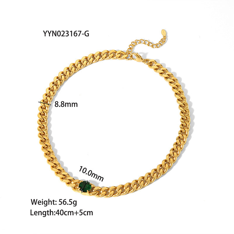 European And American 18K Gold-plated Inlaid Zircon Light Luxury Non-fading Stainless Steel Bracelet Necklace 138c1034 b5a4 4