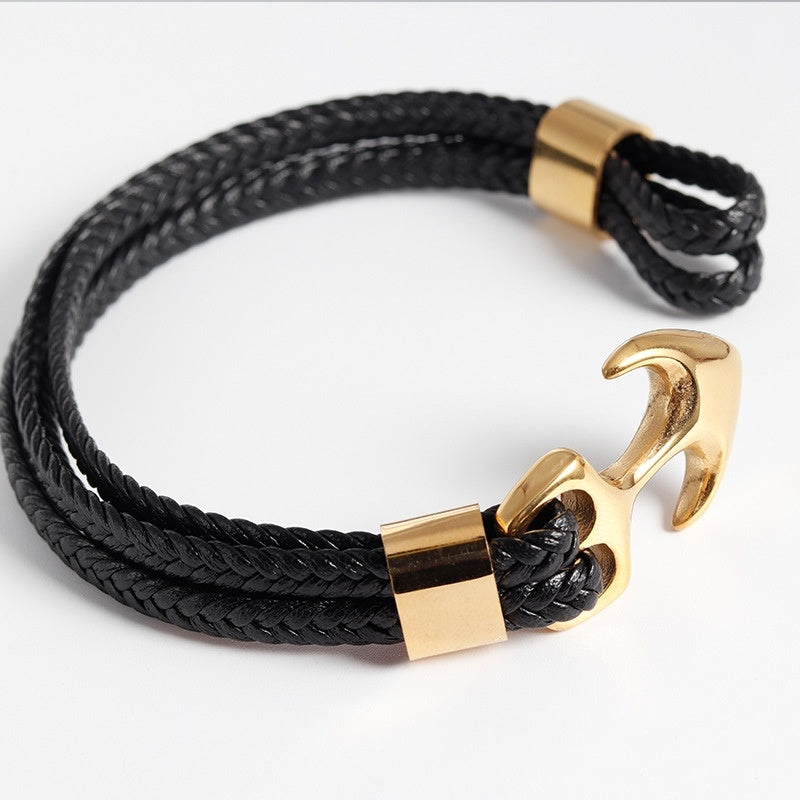Stainless steel leather bracelet leather cord 1391402696231
