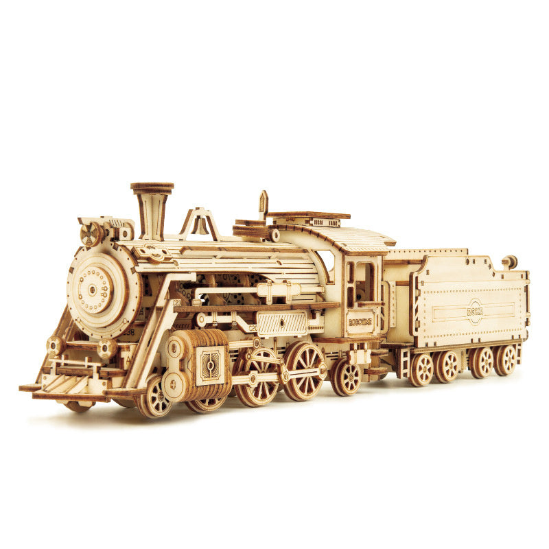 3D Wooden Puzzle Train Model DIY Wooden Train Toy Mechanical Train Model Kit Assembly Model Home Decoration Crafts - HD Wireless Product #12