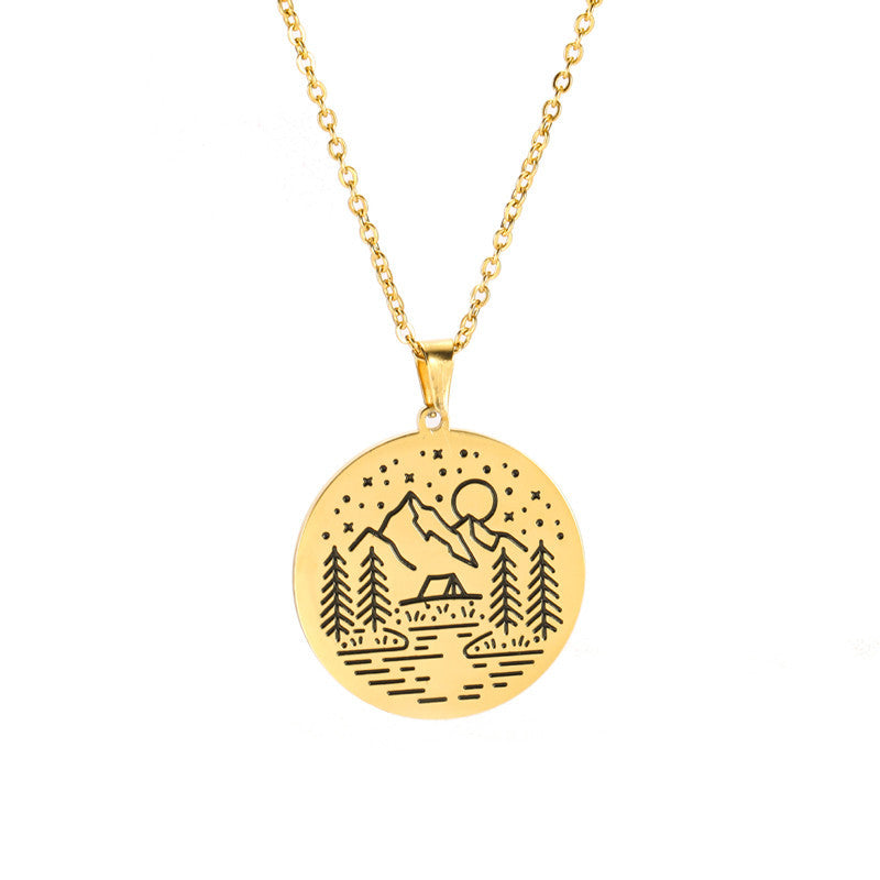 Inspirational Necklace Mountain Peak Personality Snow Mountain Necklace Simple 1395660362330