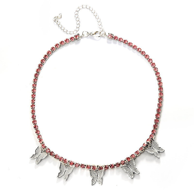 Rhinestone butterfly necklace 13964963997086