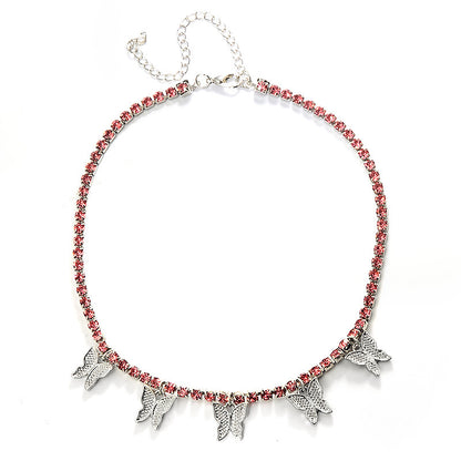 Rhinestone butterfly necklace 13964963997086
