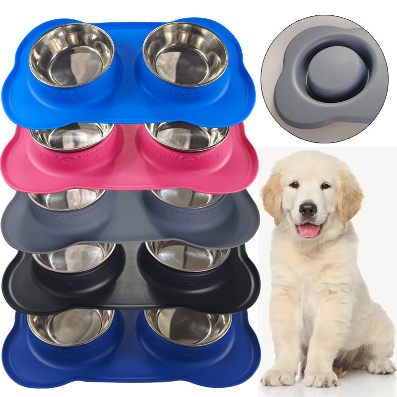 Large Silicone Pet Bowl Double Dog Bowl Stainless Steel 13fc2622 5c28 47f1 b3bc 1b191add564e