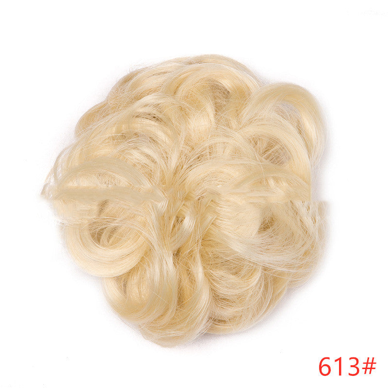 Europe, Japan, and South Korea popular hair bun fluffy natural drawstring curly hair ball head hair ring hair set female hair