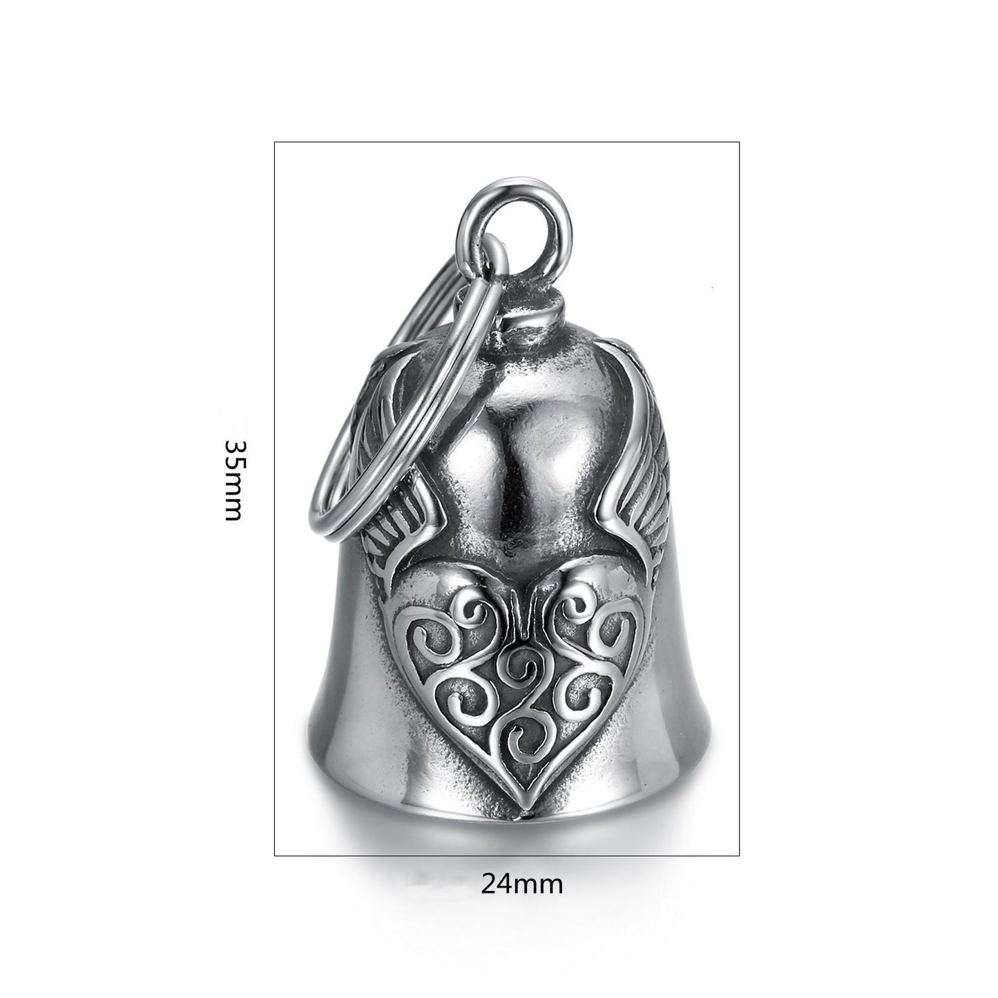 European And American Retro Biker's Style Domineering Angel Wings Love Bell Stainless Steel Bell Pendant 140564f5 e00e 4908 9