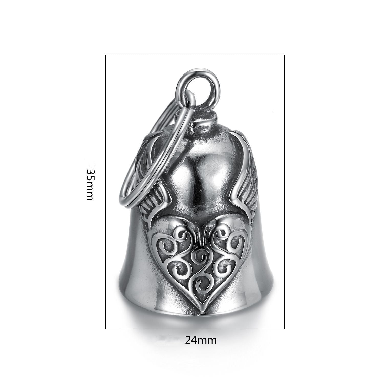 European And American Retro Biker's Style Domineering Angel Wings Love Bell Stainless Steel Bell Pendant 140564f5 e00e 4908 9