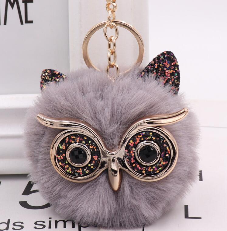 Lovely Owl Plush Doll Kids Favors Fur Ball Key Chain 1410911677700