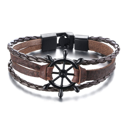 Alloy lucky figure 8 leather bracelet 1411045581546