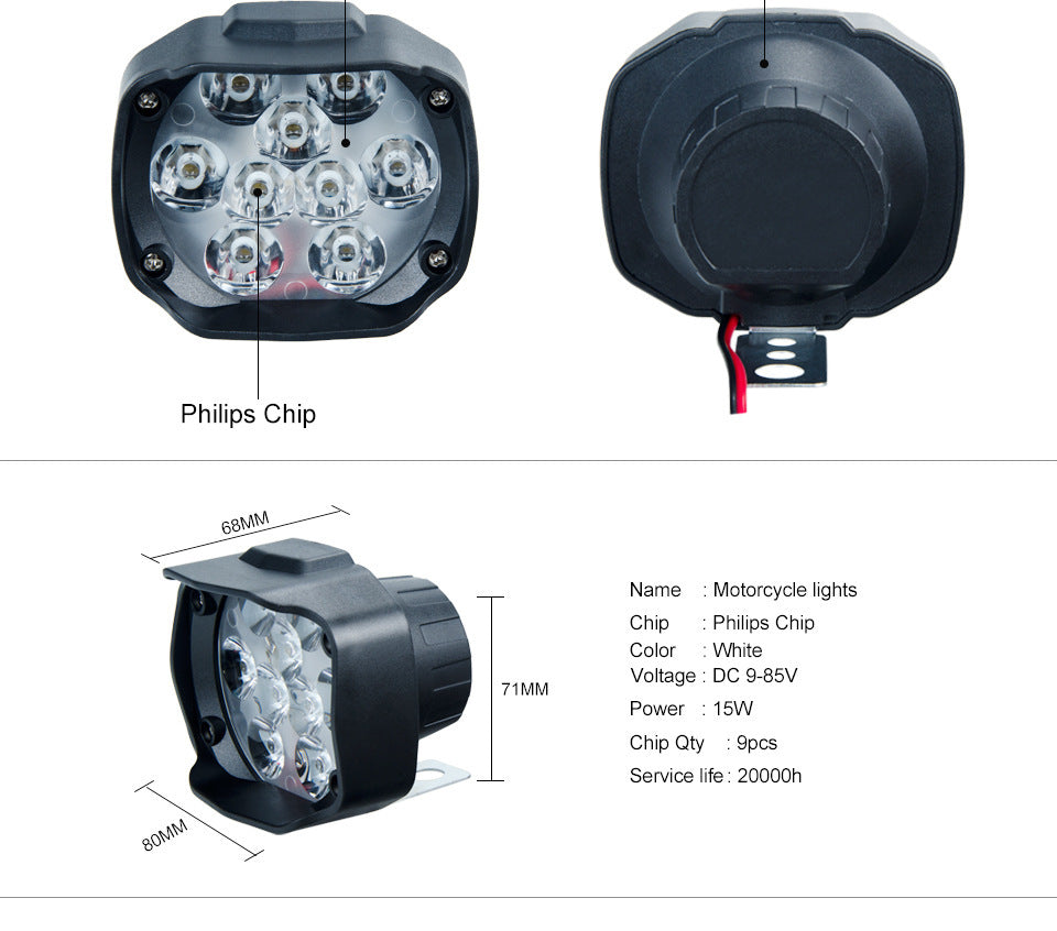 L15 Motorcycle LED Headlights Electric Car External Lights 9 Beads  18 Beads Double Lights Highlights Concentrated 9V-85V Spo