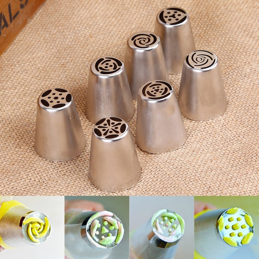 7 Pcs Cream Stainless Steel Russian Icing Piping Nozzle for polishing Pastry Tools Cupcake Tips Kitchen Accessories - HD Wireless Product #1