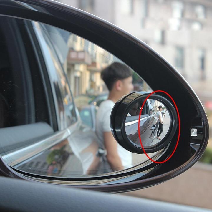 Car borderless small round mirror 360 degree reversing blind spot mirror convex mirror rear view rotating mirror glass small 