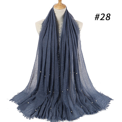 Cotton and linen crumpled monochrome scarf 1414915851971
